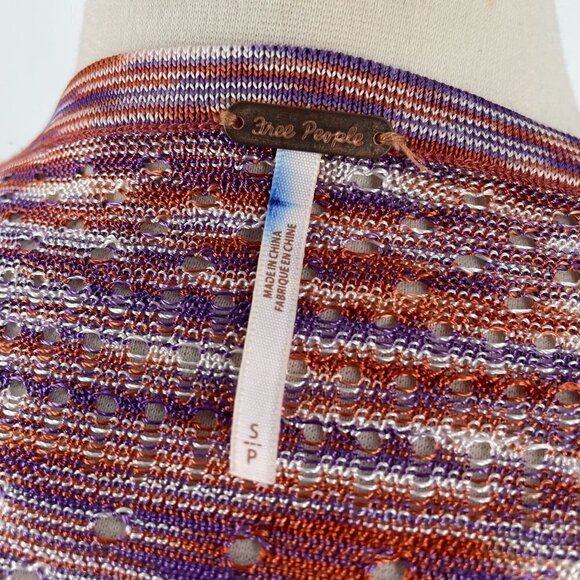 Free People Into the Night Striped Longline Tunic Buttoned Cardigan Small - Picture 6 of 9
